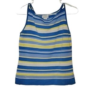 1164 * Ann Taylor Loft Striped Sleeveles Top Blue Yellow Size M